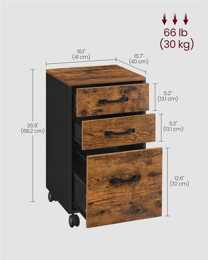 3 Drawers Filling Cabinet with Wheels