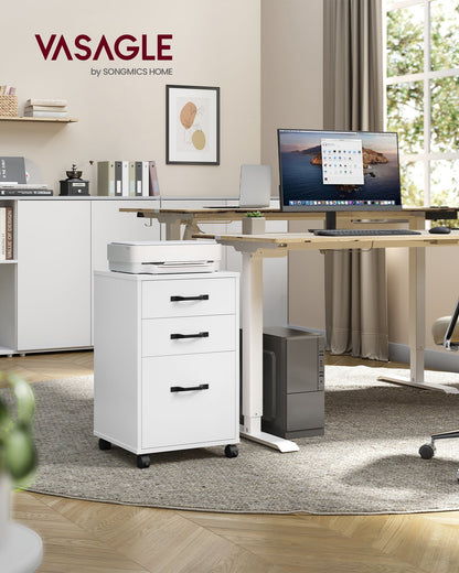 Mobile File Cabinet, 3 Drawers Filing Cabinet with Wheels, Cloud White - image 2