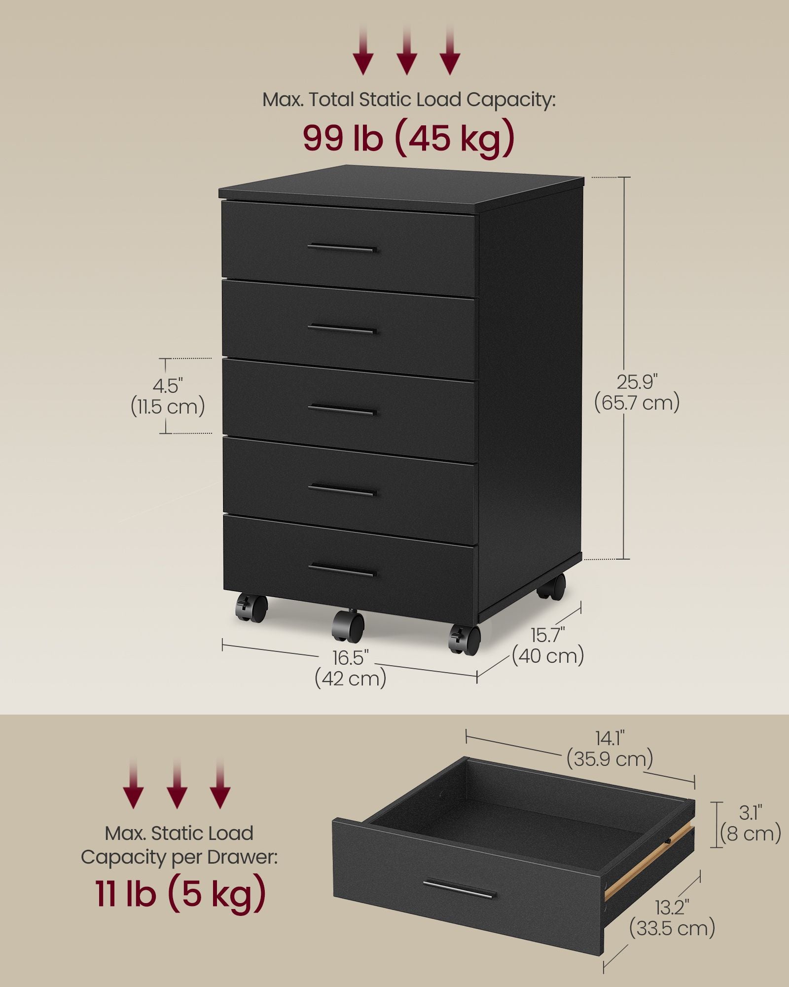 File Cabinet, Mobile Pedestal Filing Cabinet with Wheels, Cloud White - image 11