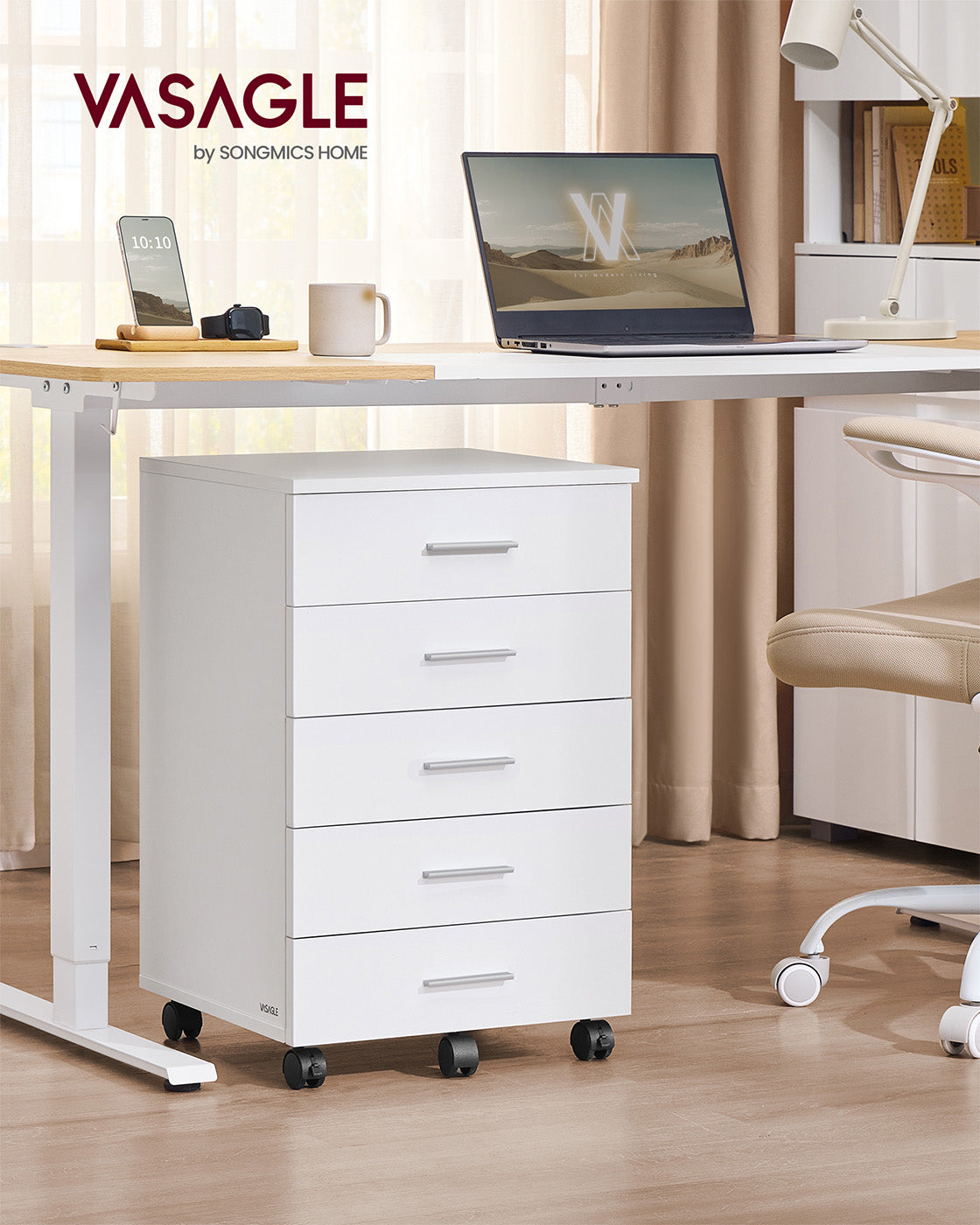 Rolling filing cabinet with drawers and wheels - image 2