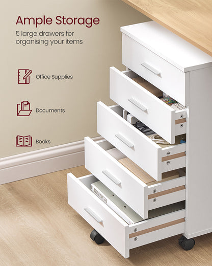 Rolling filing cabinet with drawers and wheels - image 3