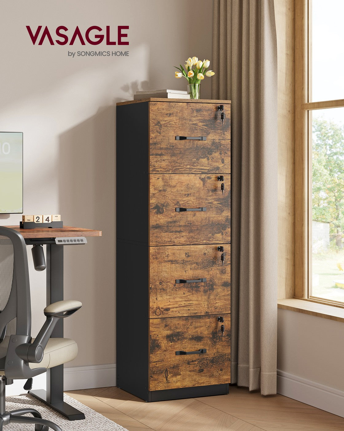 Filing Cabinet for Home Office with 4 Lockable Drawers - image 2