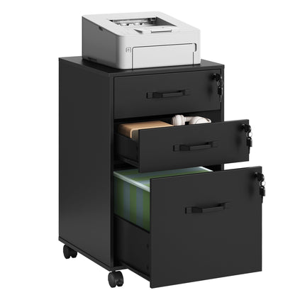 Mobile File Cabinet, 3 Drawers Filing Cabinet with Wheels Home Office, for A4/Letter Sized Documents - image 1
