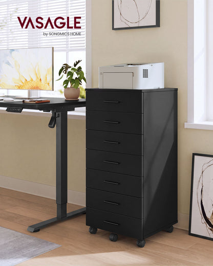 File Cabinet with Wheels, 7 Drawers, Tool-Free Sliding Rails Mobile Pedestal, Printer Stand, for Study - image 5
