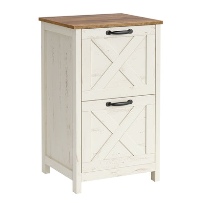 2-Drawer File Cabinet, Barn Door Style, A4/Letter, 17.7"x15.7"x29.5", Cloud White/Warm Earth Brown - image 8