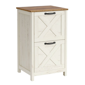 2-Drawer File Cabinet, Barn Door Style, A4/Letter, 17.7"x15.7"x29.5", Cloud White/Warm Earth Brown - image 8