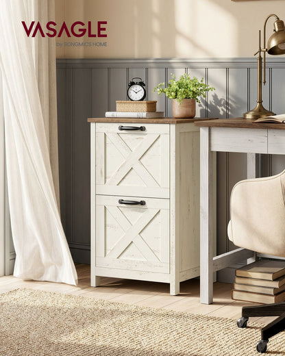 2-Drawer File Cabinet, Barn Door Style, A4/Letter, 17.7"x15.7"x29.5", Cloud White/Warm Earth Brown - image 2