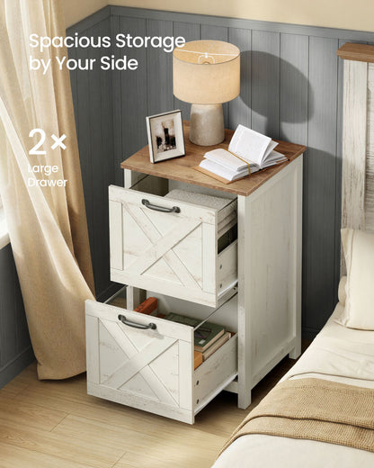 2-Drawer File Cabinet, Barn Door Style, A4/Letter, 17.7"x15.7"x29.5", Cloud White/Warm Earth Brown - image 3