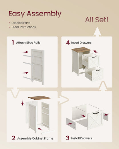 2-Drawer File Cabinet, Barn Door Style, A4/Letter, 17.7"x15.7"x29.5", Cloud White/Warm Earth Brown - image 6