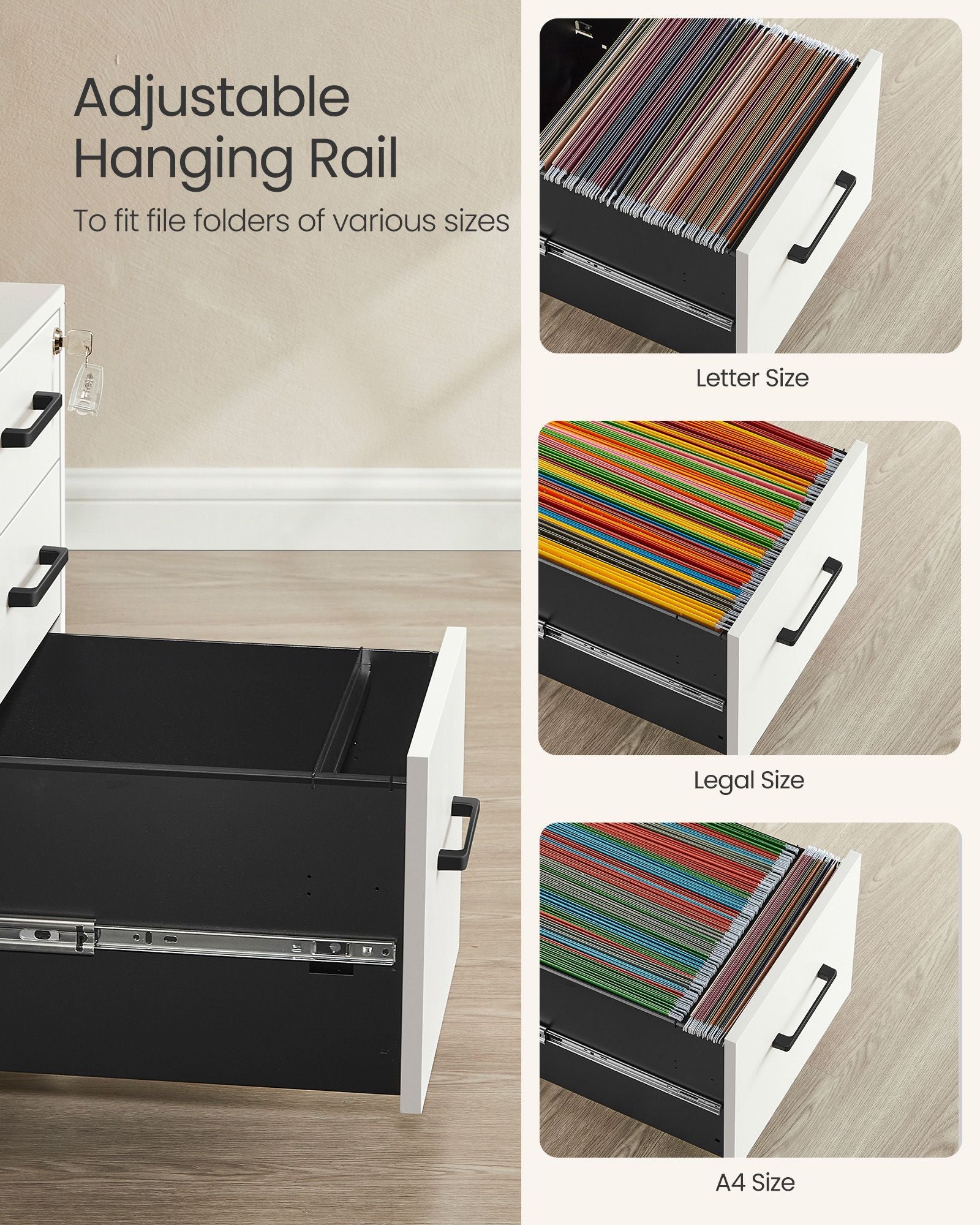Office Filing Cabinet with Lock - HWLEXTRA 