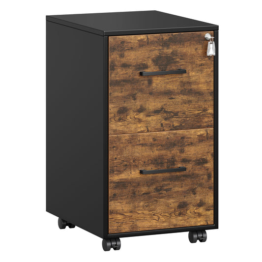 File Cabinet, Office Filing Cabinet with Lock, Pre-Assembled Except Wheels and Handles - image 1