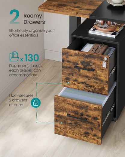 File Cabinet, Office Filing Cabinet with Lock, Pre-Assembled Except Wheels and Handles - image 3