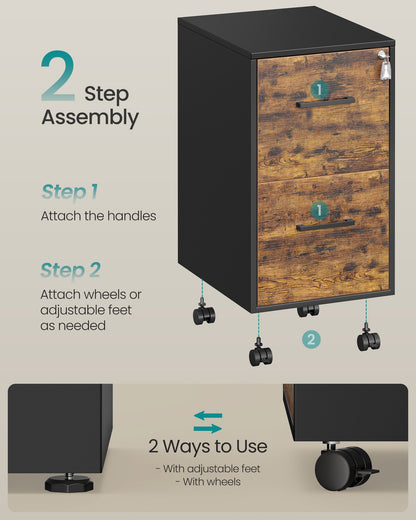 File Cabinet, Office Filing Cabinet with Lock, Pre-Assembled Except Wheels and Handles - image 5