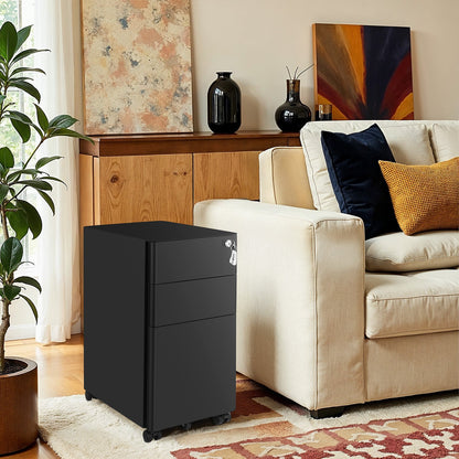 Steel File Cabinet with 3 Drawers, Mobile Pedestal Cabinet Under Desk for Home Office - image 10
