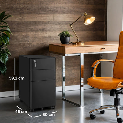 Steel File Cabinet with 3 Drawers, Mobile Pedestal Cabinet Under Desk for Home Office - image 7