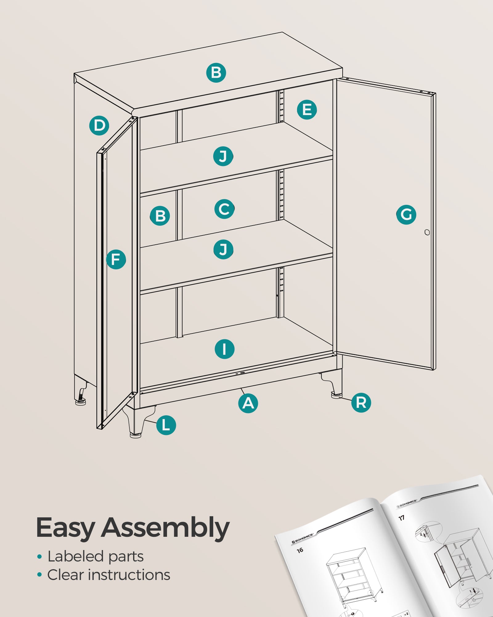 Garage Cabinet, Metal Storage Cabinet with Doors and Shelves - image 8