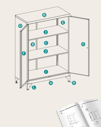 Garage Cabinet, Metal Storage Cabinet with Doors and Shelves - image 15