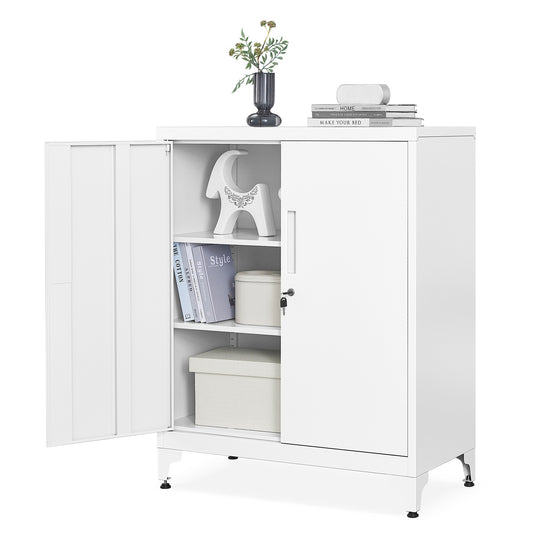 Matte white steel storage cabinet