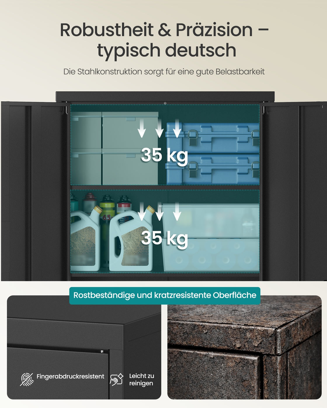 Matt Black Lockable Steel Storage Cabinet — 140 cm