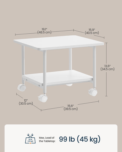 2-Tier Printer Stand with Locking Wheels, Printer Table, Storage Shelf, 19.1 x 15.9 x 13.6 inches - image 9