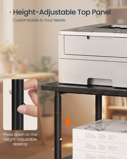 3-Tier Printer Stand with Locking Wheels, Printer Table, Storage Shelf, 19.3 x 16.1 x 30.1 inches - image 2
