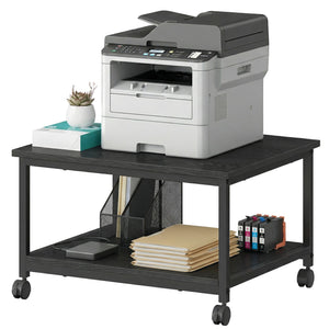 2-Tier Printer Stand with Locking Wheels, Printer Table, 23.8 x 19.9 x 13.7 inches, Ebony Black - image 1