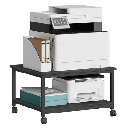 Printer Stand Rolling Printer Cart 2 Storage Shelves Removable Drawer 3-Tier Ebony Black - image 15
