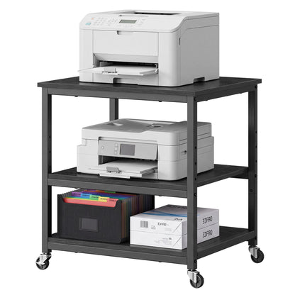 3-Tier Printer Stand with Locking Wheels, Printer Table, Storage Shelf, 23.8 x 19.9 x 29.8 inches