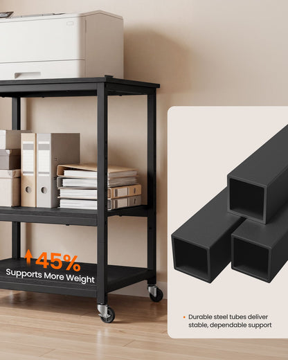 3-Tier Printer Stand with Locking Wheels, Printer Table, Storage Shelf, 23.8 x 19.9 x 29.8 inches - image 2