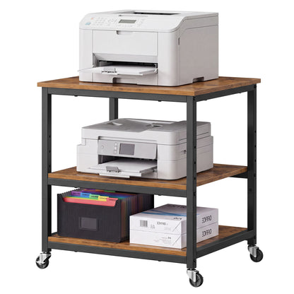 3-Tier Printer Stand with Locking Wheels, Printer Table, Storage Shelf, 23.8 x 19.9 x 29.8 inches - image 3