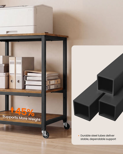 3-Tier Printer Stand with Locking Wheels, Printer Table, Storage Shelf, 23.8 x 19.9 x 29.8 inches - image 5