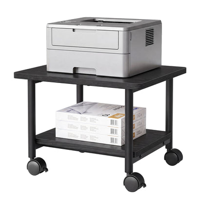 2-Tier Printer Stand with Locking Wheels, Printer Table, Storage Shelf, 19.1 x 15.9 x 13.6 inches