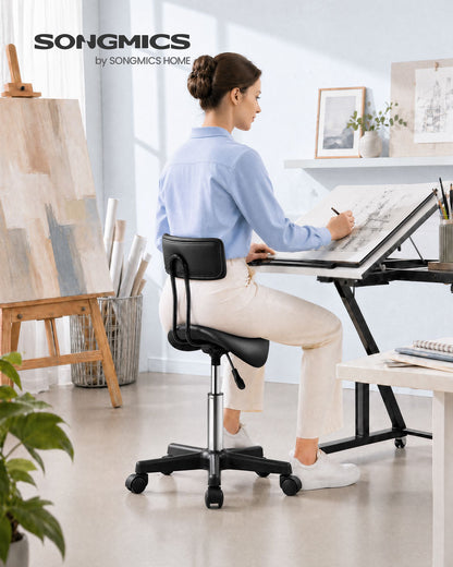 Ergonomic Saddle Stool with Wheels, Height Adjustable Salon Stool - image 6