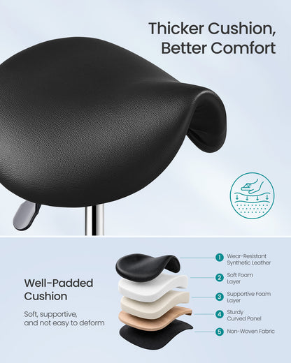 Ergonomic Saddle Stool with Wheels, Height Adjustable Salon Stool - image 3