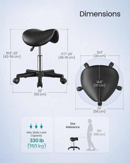 Ergonomic Saddle Stool with Wheels, Height Adjustable Salon Stool - image 4