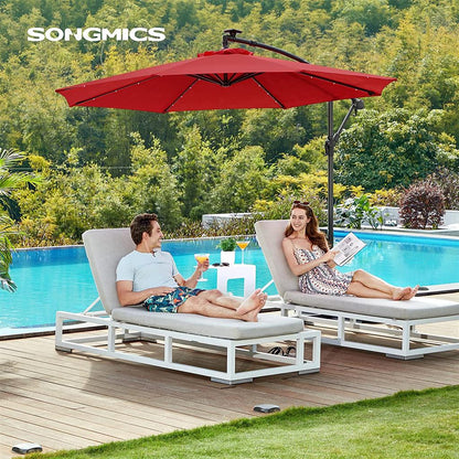 10 ft Solar Cantilever Patio Umbrella with Cross Base, Red - image 3