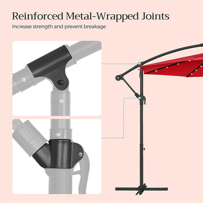 10 ft Solar Cantilever Patio Umbrella with Cross Base, Red - image 4