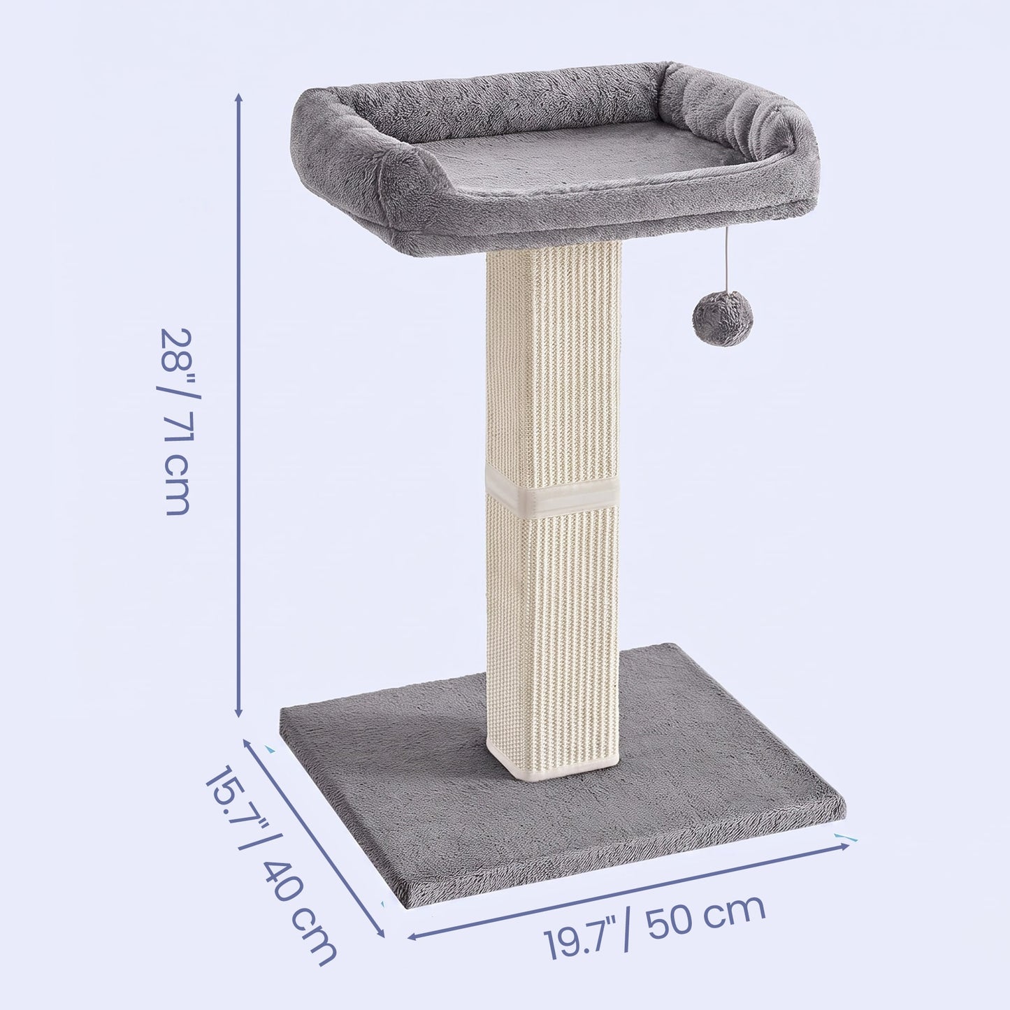 71 cm Scratching Post with Bed for Indoor Cats, Grey - image 3
