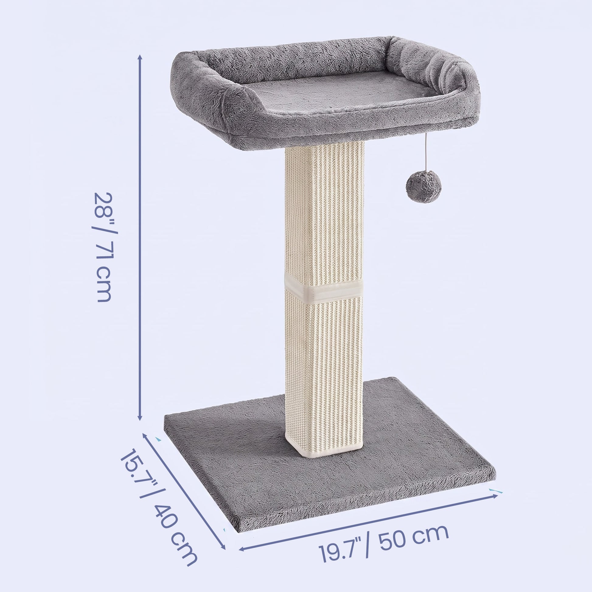 71 cm Scratching Post with Bed for Indoor Cats, Grey - image 3