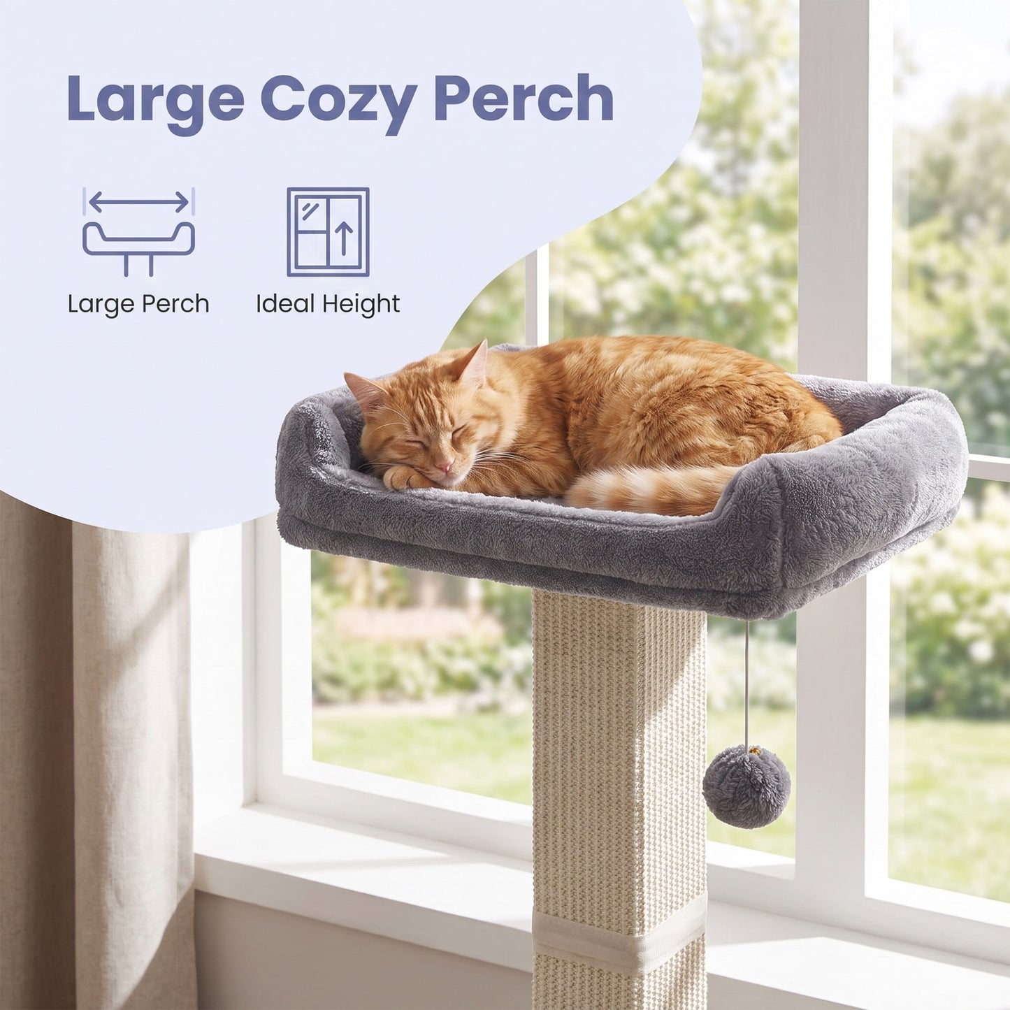 71 cm Scratching Post with Bed for Indoor Cats, Grey - image 6