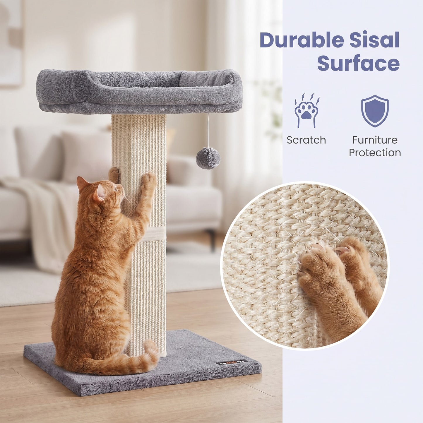 71 cm Scratching Post with Bed for Indoor Cats, Grey - image 8