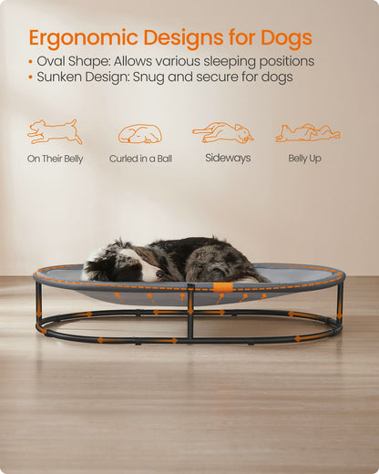 Elevated Oval Dog Bed for Small and Large Dogs Gray