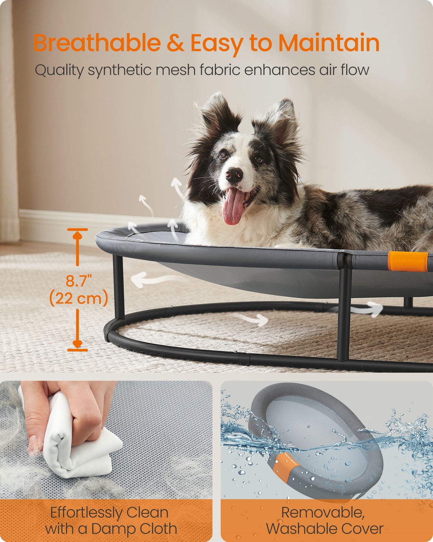 Elevated Oval Dog Bed for Small and Large Dogs Gray