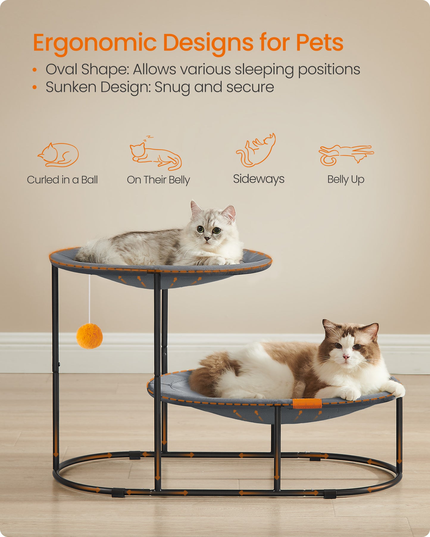 2-Tier Elevated Cat Bed for Multi-Cat Households