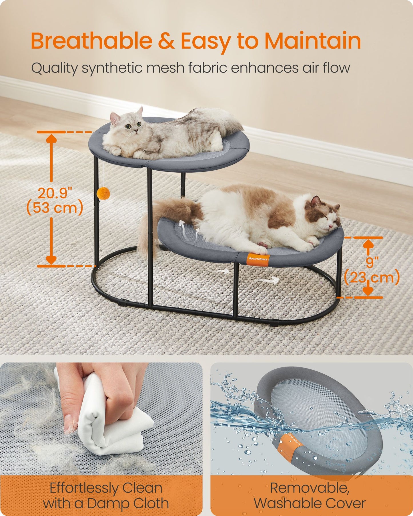 2-Tier Elevated Cat Bed for Multi-Cat Households