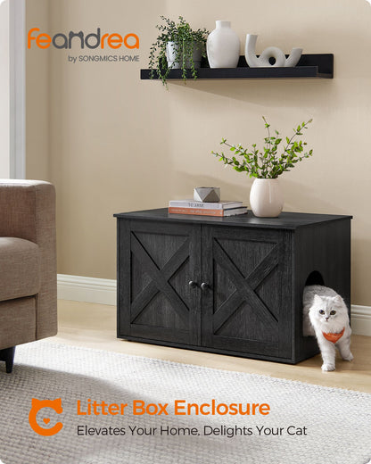 Cat Litter Box Enclosure with Removable Divider - HWLEXTRA 