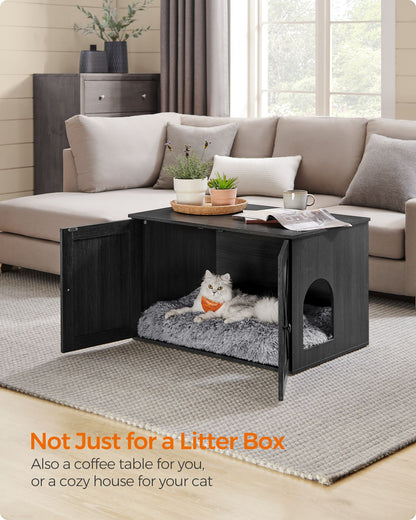 Cat Litter Box Enclosure with Removable Divider - HWLEXTRA 