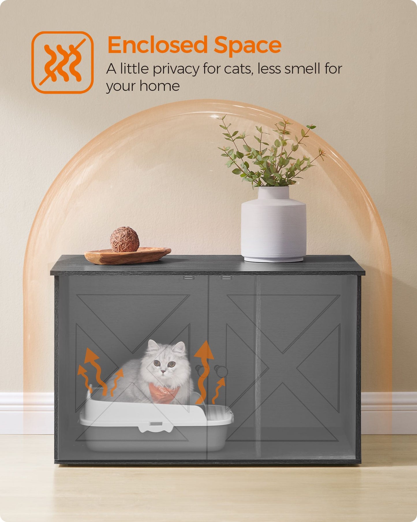 Cat Litter Box Enclosure with Removable Divider - HWLEXTRA 