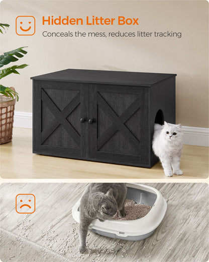 Cat Litter Box Enclosure with Removable Divider - HWLEXTRA 