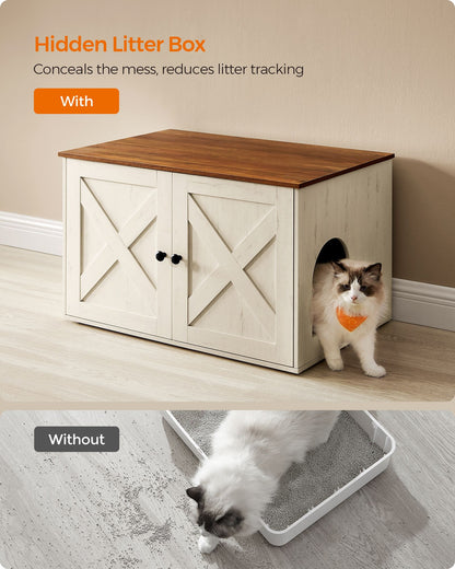 Cat Litter Box Enclosure with Removable Divider - HWLEXTRA 